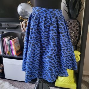 Anthropologie Lucy Paris Geometric Sheer Black Blue Skirt sz S